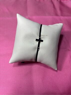 New Simple Cross Cord Bracelet in Black Adjustable